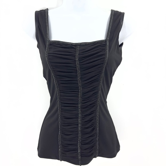 Vintage Cache Womens Y2K Tank Top Size XS Black Square Neck Victorian Whimsigoth - Picture 1 of 10